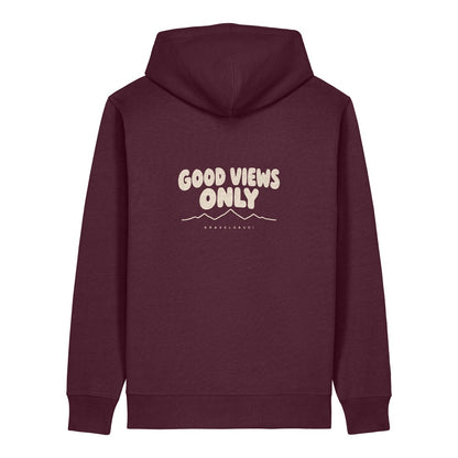 Good Views Only Hoodie Burgunder, Rückendruck