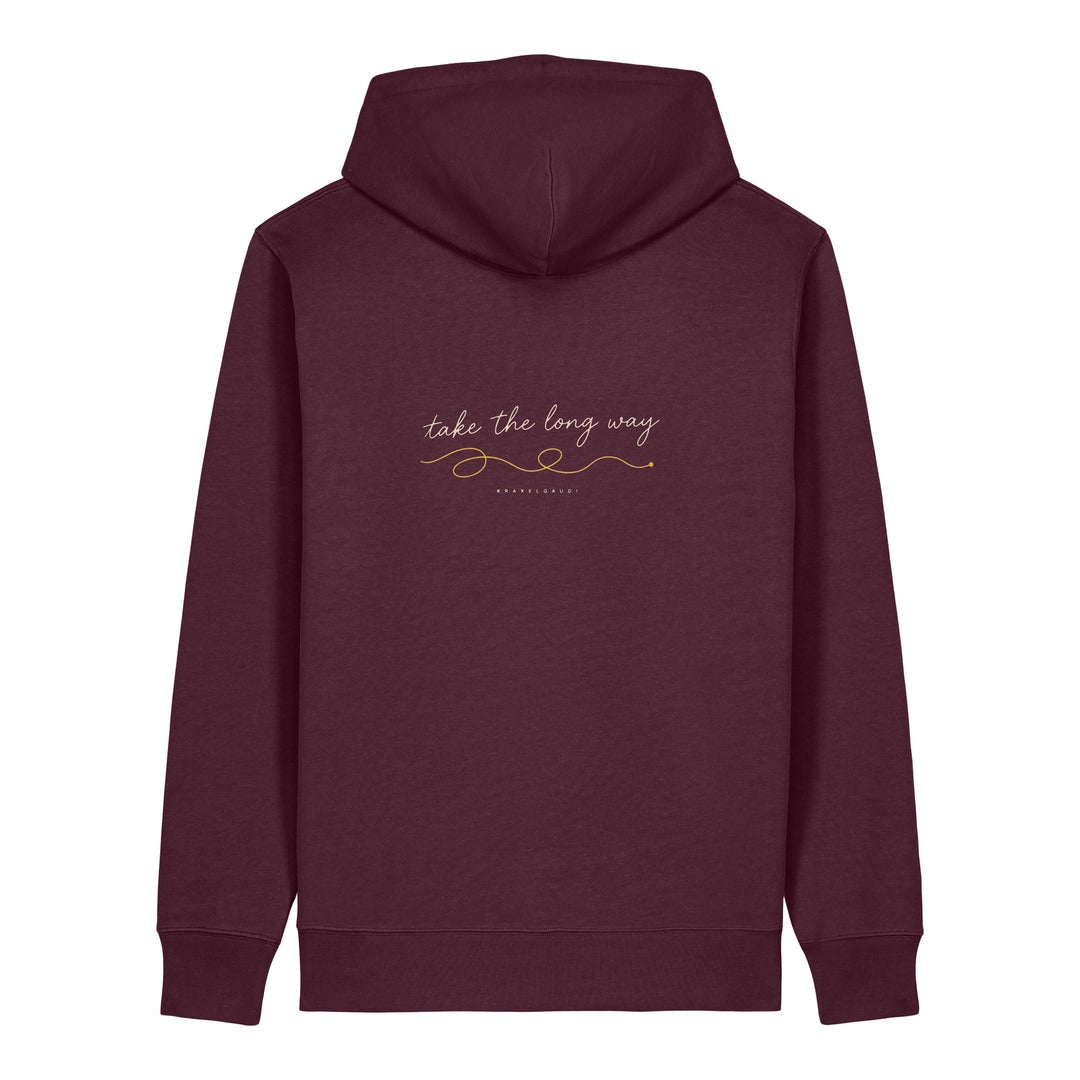 Take the Long Way Hoodie Burgunder, Rückendruck