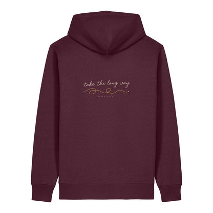 Take the Long Way Hoodie Burgunder, Rückendruck
