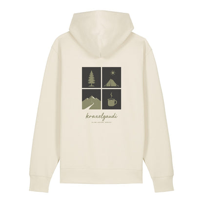 Slow Ascent Postcard Hoodie Beige, Rückendruck