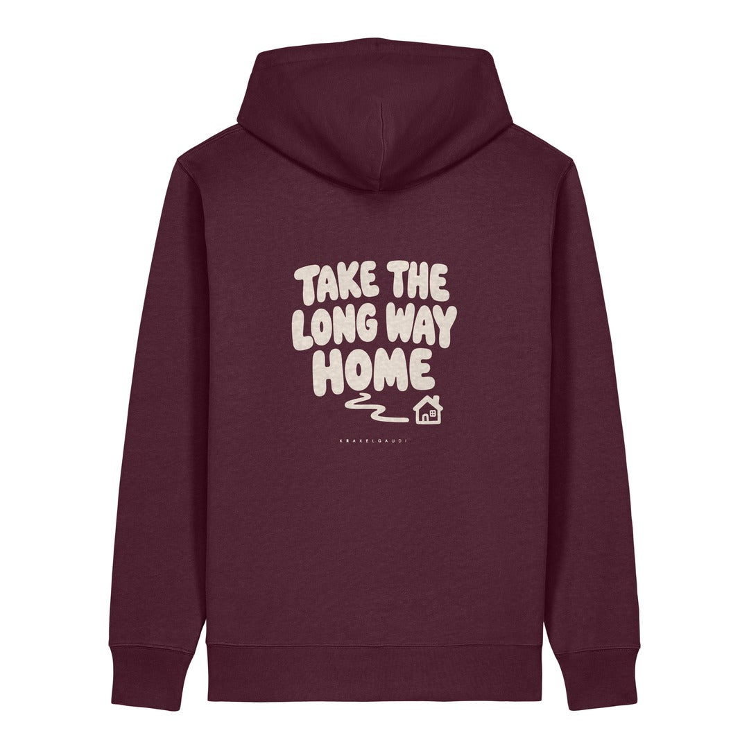 Take the Long Way Home Hoodie Burgunder, Rückendruck