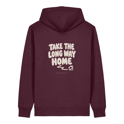 Take the Long Way Home Hoodie Burgunder, Rückendruck