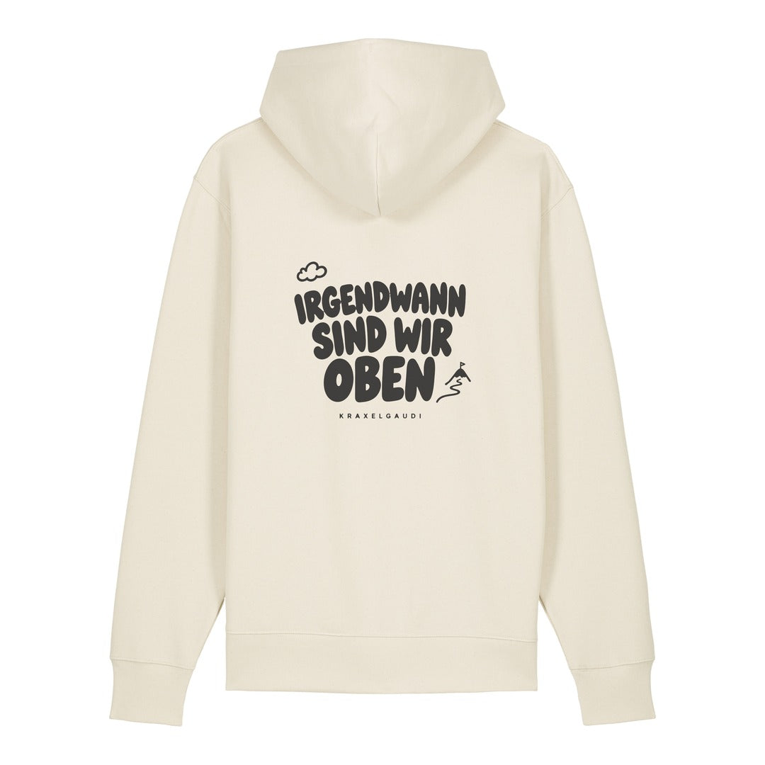 Irgendwann sind wir oben Hoodie Beige, Rückendruck