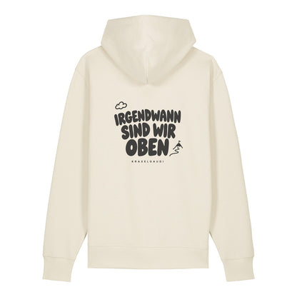 Irgendwann sind wir oben Hoodie Beige, Rückendruck