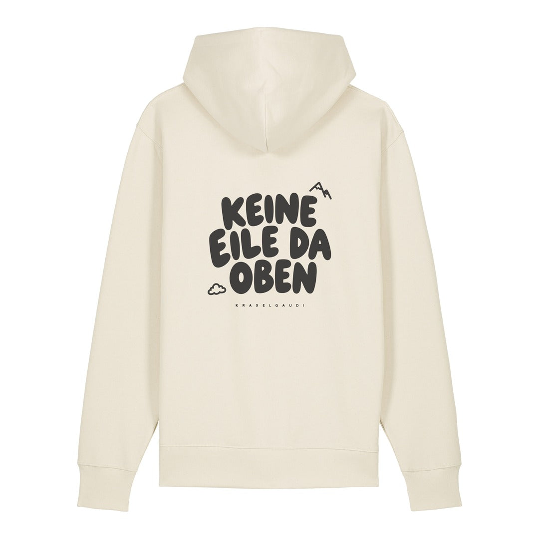 Keine Eile da oben Hoodie Beige, Rückendruck