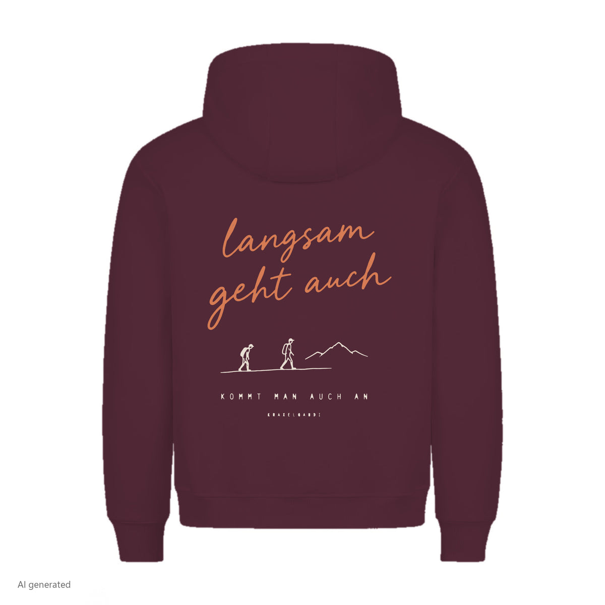 Langsam geht auch Hoodie Burgunder, Rückendruck