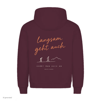 Langsam geht auch Hoodie Burgunder, Rückendruck