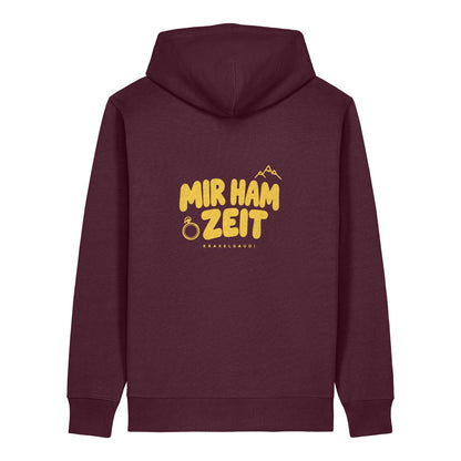 Mir ham Zeit Hoodie Burgunder, Rückendruck