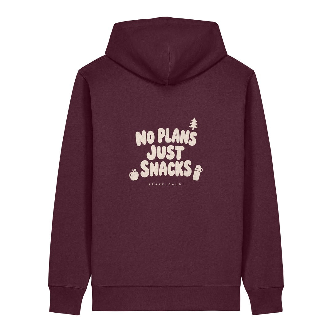 No Plans Just Snacks Hoodie Burgunder, Rückendruck