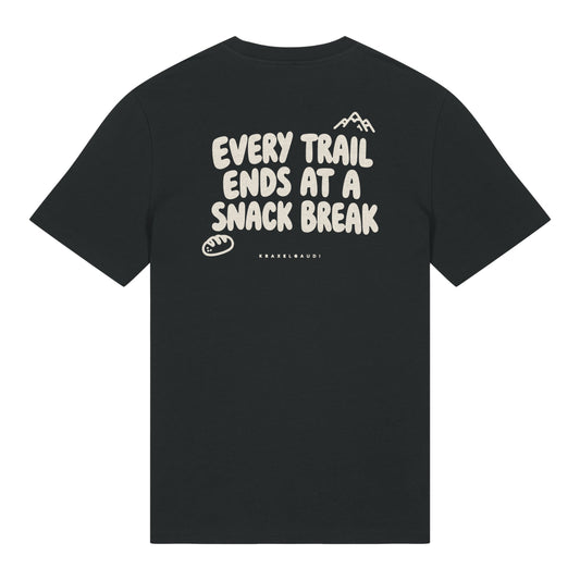 Every Trail Ends at a Snack Break T-Shirt in Schwarz, Rückenansicht mit Rückendruck