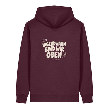 Irgendwann sind wir oben Hoodie Burgunder, Rückendruck