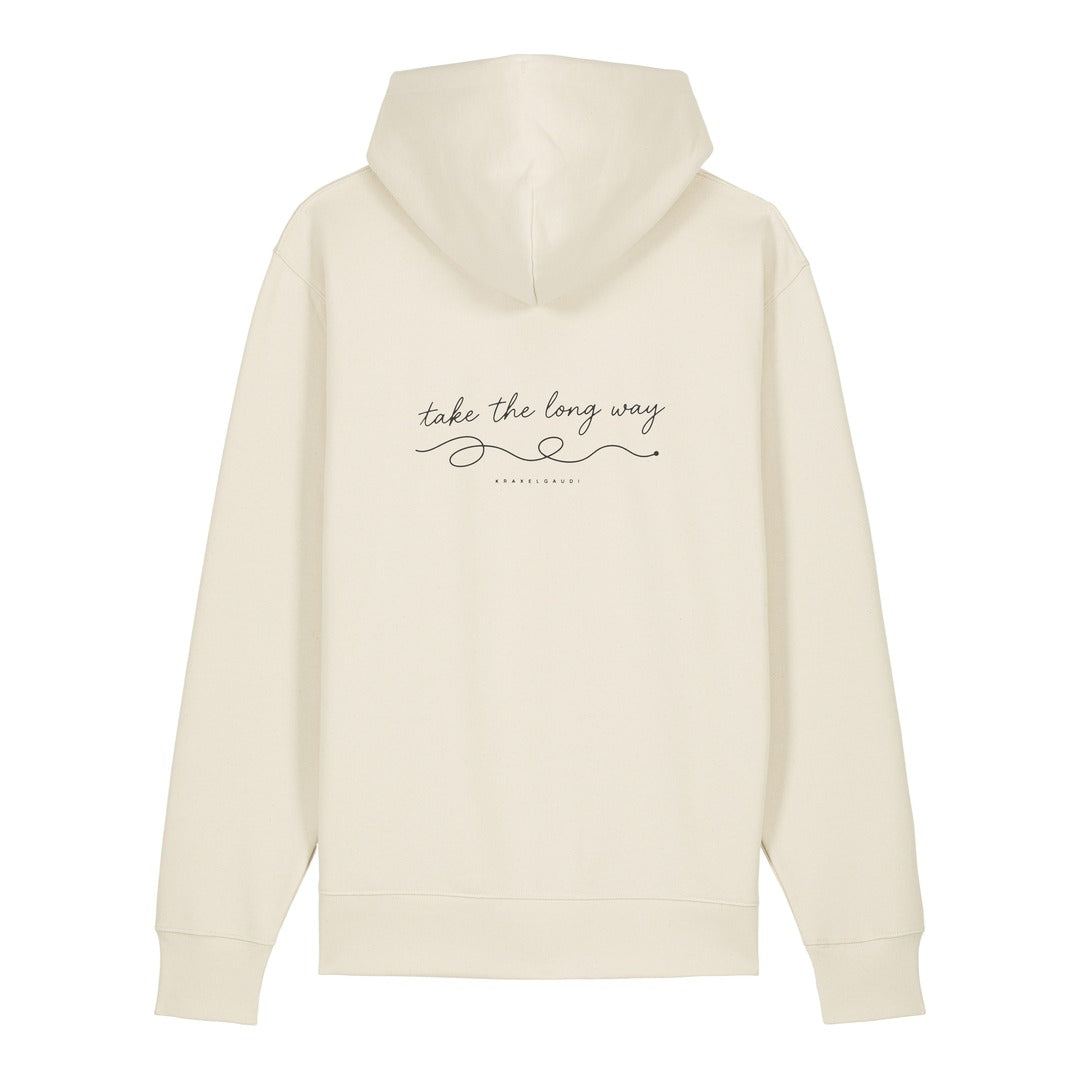 Take the Long Way Hoodie Beige, Rückendruck