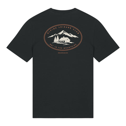 Alpine Leisure Club T-Shirt in Schwarz, Rückenansicht mit Rückendruck
