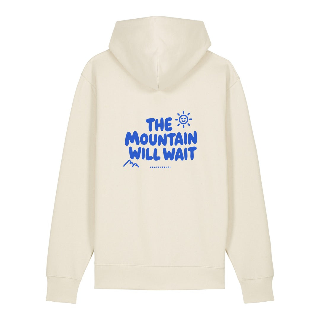 The Mountain Will Wait Hoodie Beige, Rückendruck