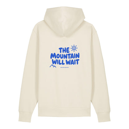 The Mountain Will Wait Hoodie Beige, Rückendruck