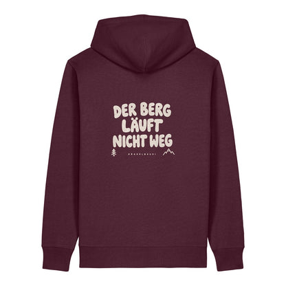 Der Berg läuft nicht weg Hoodie Burgunder, Rückendruck