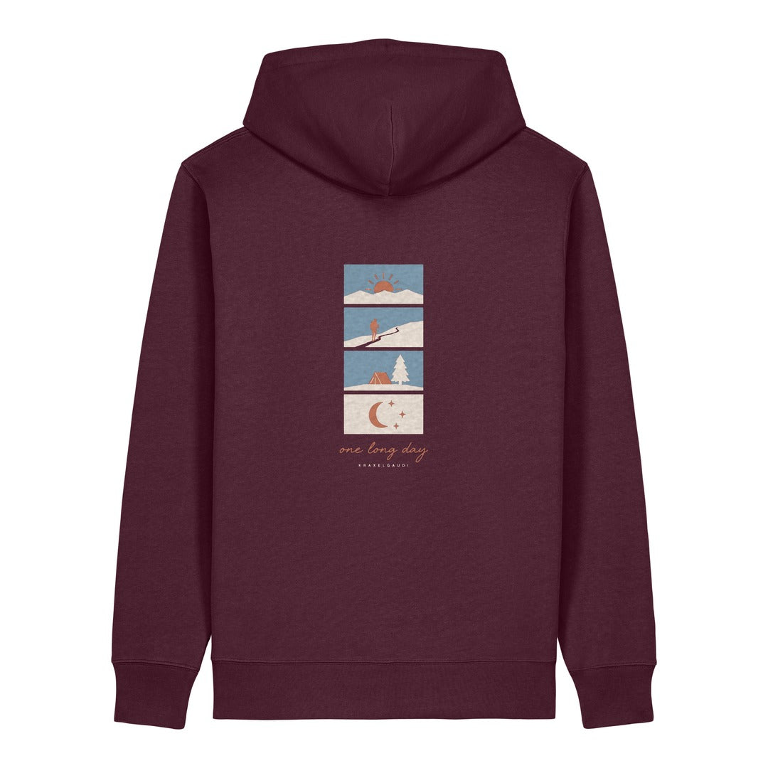 One Long Day Hoodie Burgunder, Rückendruck