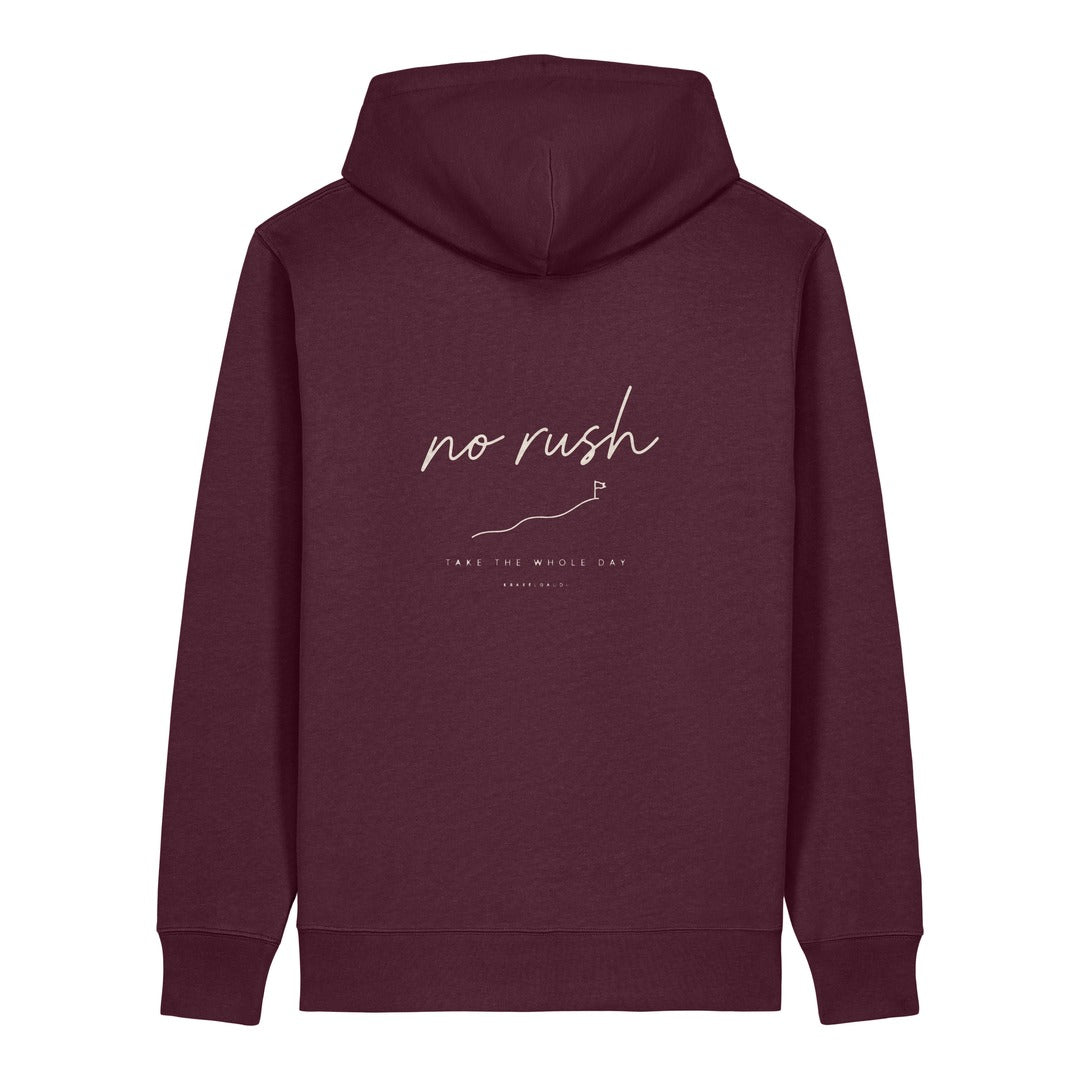 No Rush Hoodie Burgunder, Rückendruck
