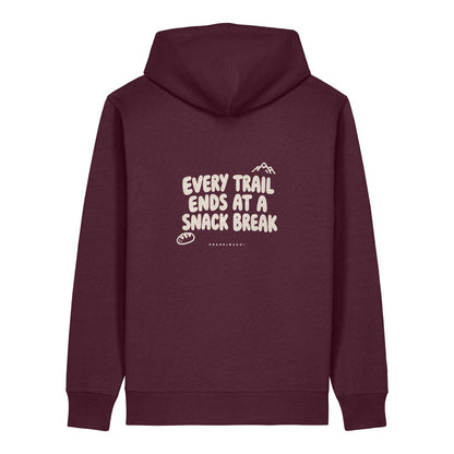 Every Trail Ends at a Snack Break Hoodie Burgunder, Rückendruck