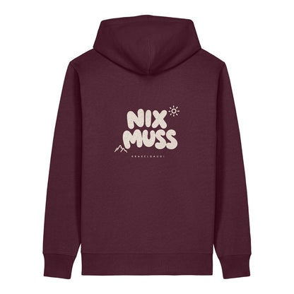 Nix muss Hoodie Burgunder, Rückendruck