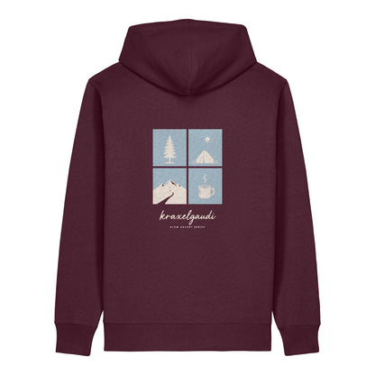 Slow Ascent Postcard Hoodie Burgunder, Rückendruck