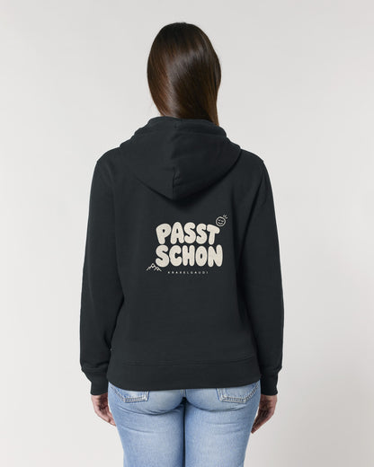 Passt schon Hoodie mit Rückendruck, von hinten getragen