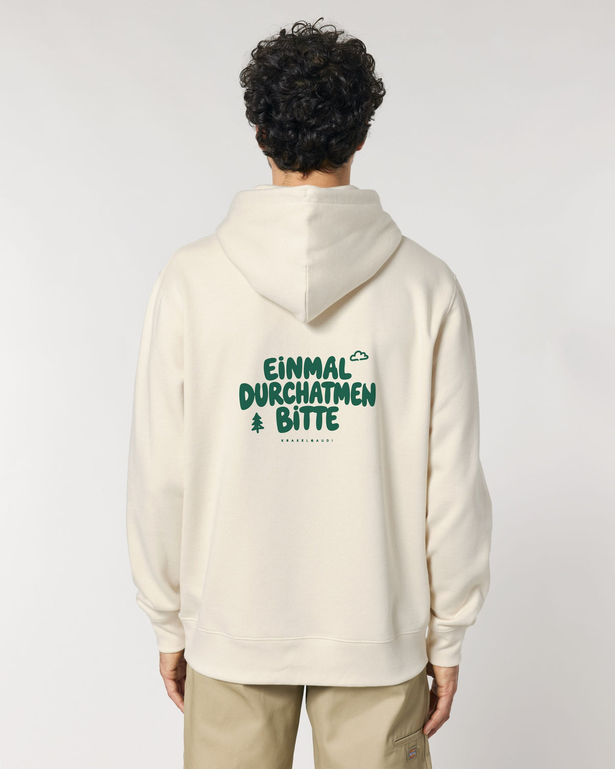Einmal durchatmen bitte Hoodie mit Rückendruck, von hinten getragen