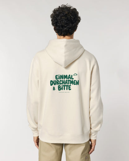 Einmal durchatmen bitte Hoodie mit Rückendruck, von hinten getragen