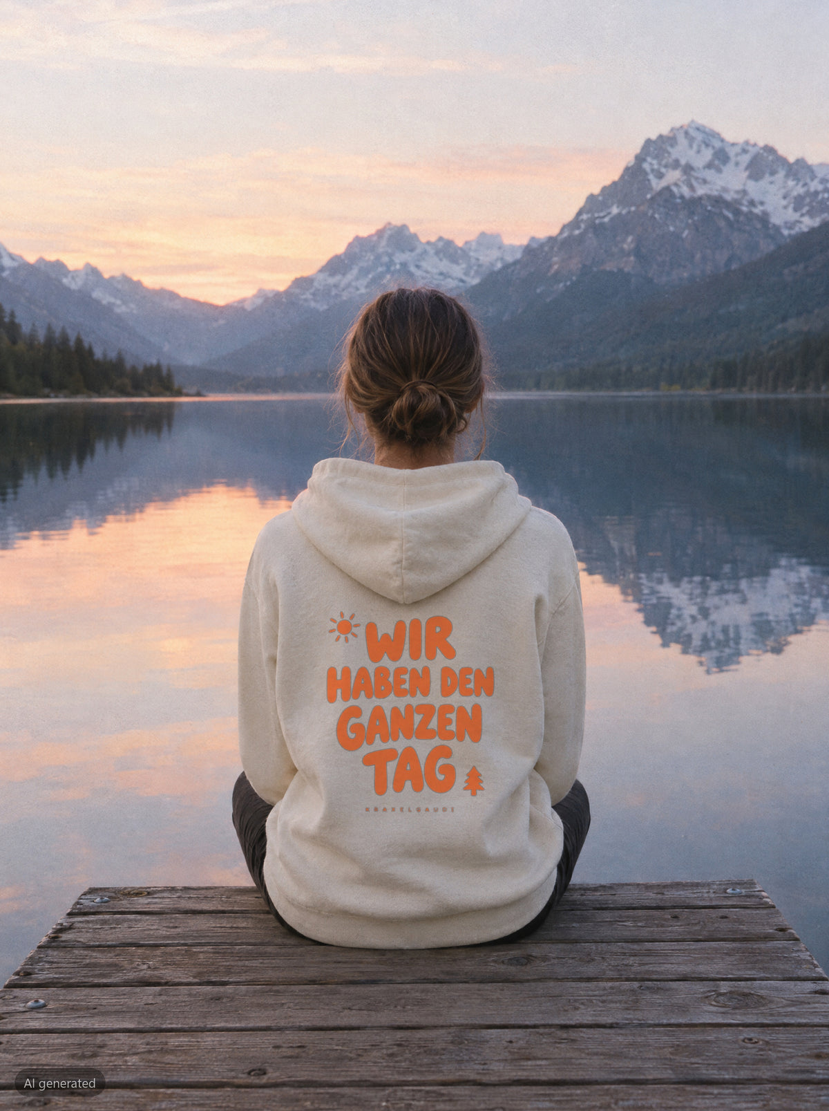 Wir haben den ganzen Tag Hoodie mit Rückendruck, unterwegs in den Bergen
