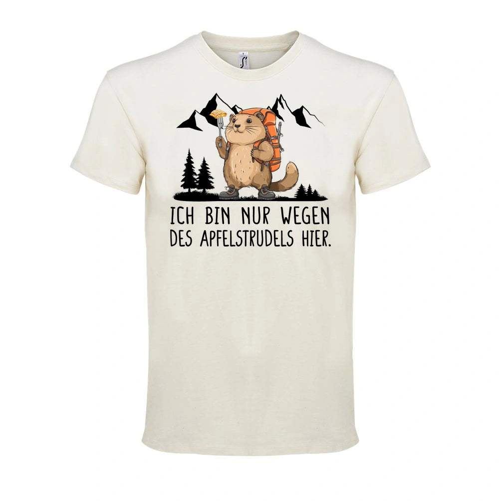 Apfelstrudel T-Shirt Unisex in Natural – Vorderansicht mit dem Motiv Apfelstrudel.