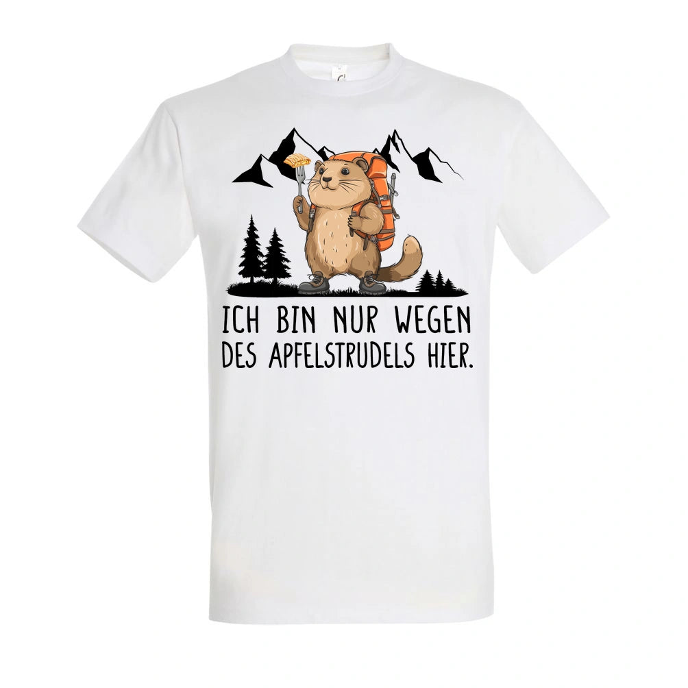 Apfelstrudel T-Shirt Unisex in White – Vorderansicht mit dem Motiv Apfelstrudel.
