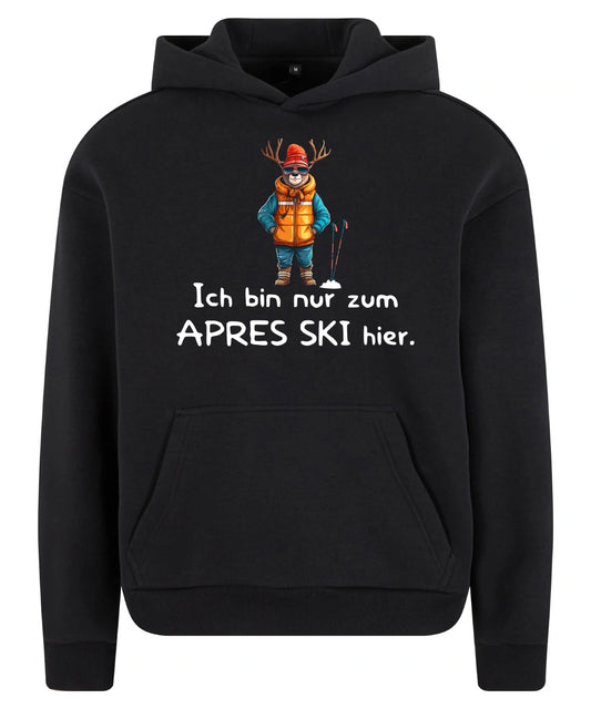 Après Ski Fanatiker Hoodie in Black – Vorderansicht mit dem Motiv Après Ski Fanatiker.