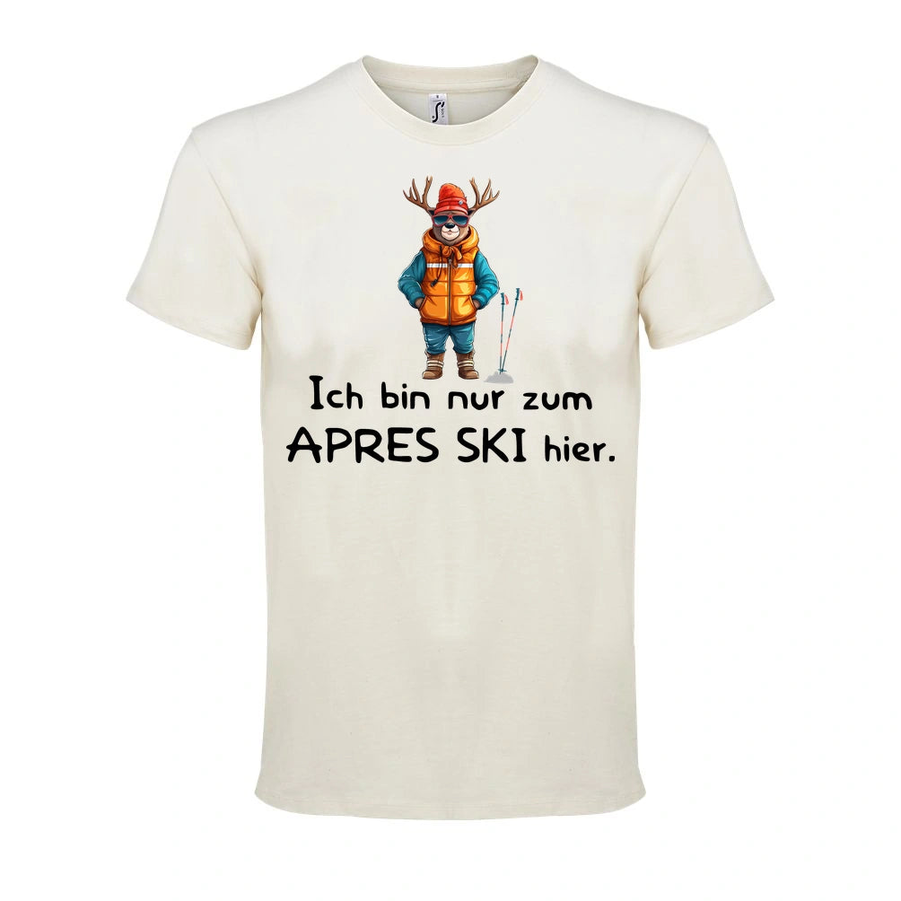 Apres Ski Fanatiker T-Shirt Unisex in Natural – Vorderansicht mit dem Motiv Après Ski Fanatiker.