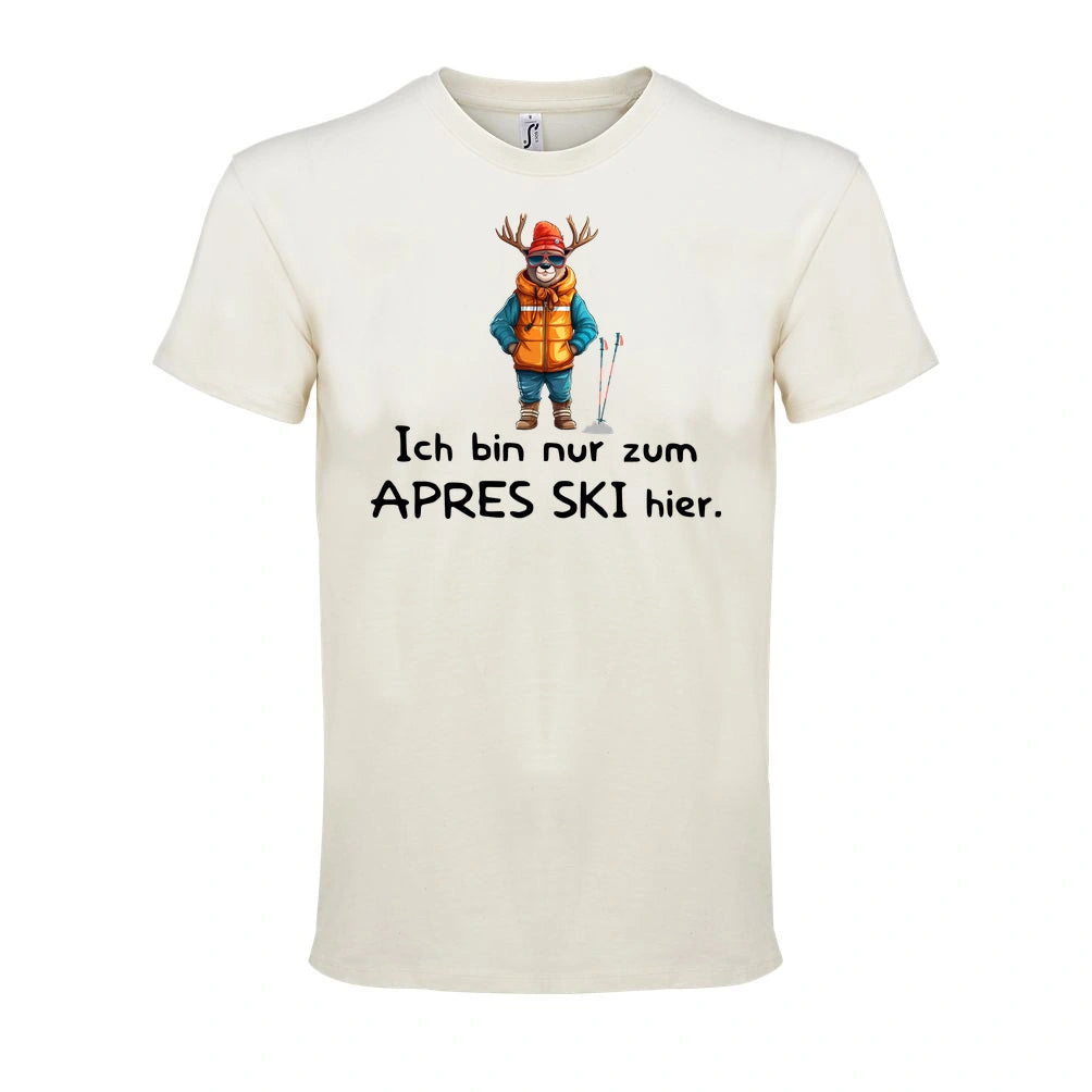 Apres Ski Fanatiker T-Shirt Unisex in Natural – Vorderansicht mit dem Motiv Après Ski Fanatiker.