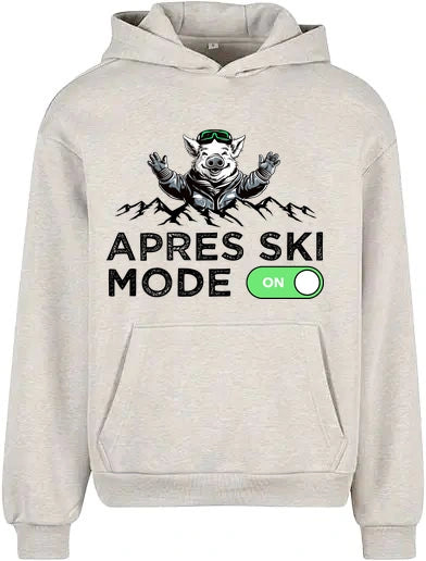Après Ski Mode Hoodie in Light Grey – Vorderansicht mit dem Motiv Après Ski Mode.