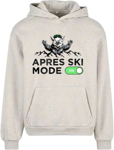 Après Ski Mode Hoodie in Light Grey – Vorderansicht mit dem Motiv Après Ski Mode.