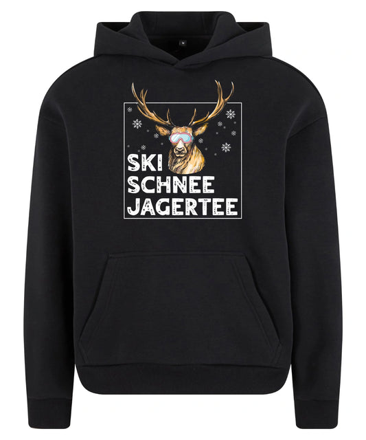 Apres Ski Trio Hoodie in Black – Vorderansicht mit dem Motiv Apres Ski Trio.