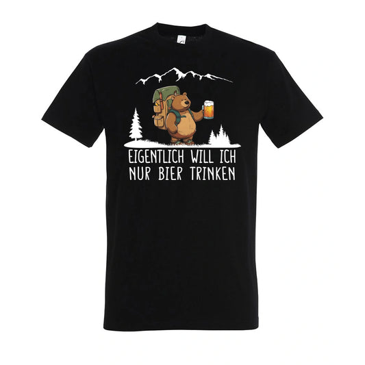 Bierbär T-Shirt Unisex in Deep Black – Vorderansicht mit dem Motiv Bierbär.
