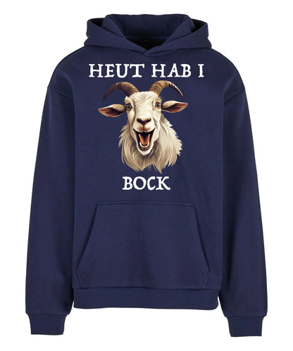 Bock Hoodie in Navy – Vorderansicht mit dem Motiv Bock.