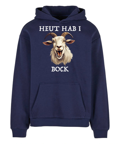Bock Hoodie in Navy – Vorderansicht mit dem Motiv Bock.