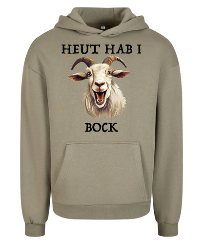 Bock Hoodie in Pale Olive – Vorderansicht mit dem Motiv Bock.