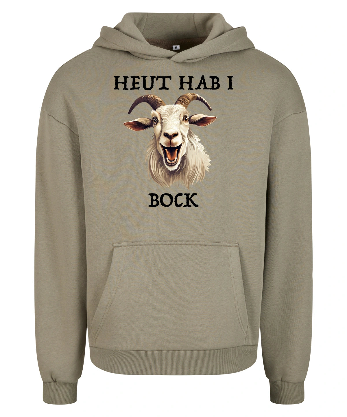 Bock Hoodie in Pale Olive – Vorderansicht mit dem Motiv Bock.
