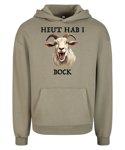 Bock Hoodie in Pale Olive – Vorderansicht mit dem Motiv Bock.