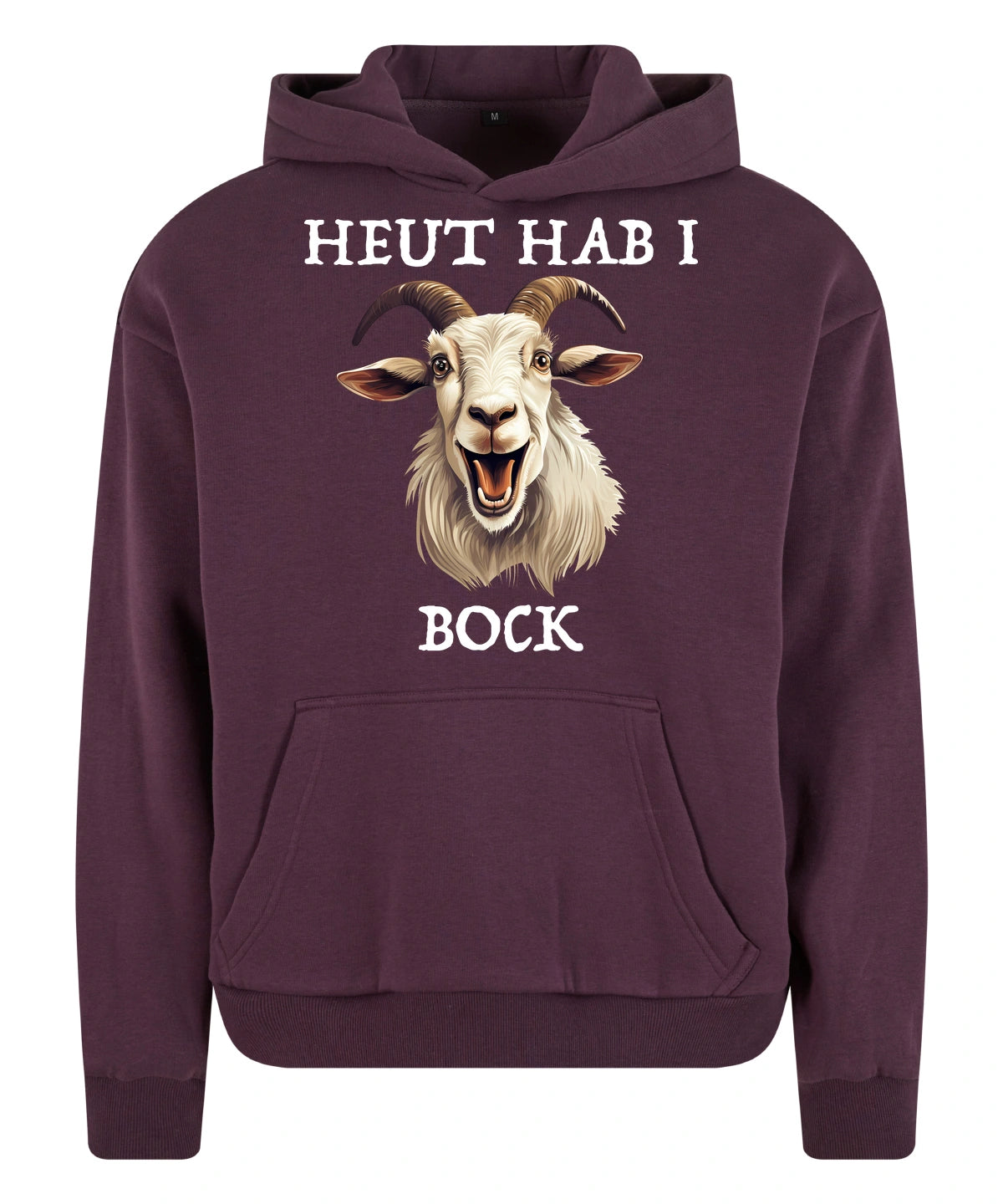 Bock Hoodie in Plum Purple – Vorderansicht mit dem Motiv Bock.
