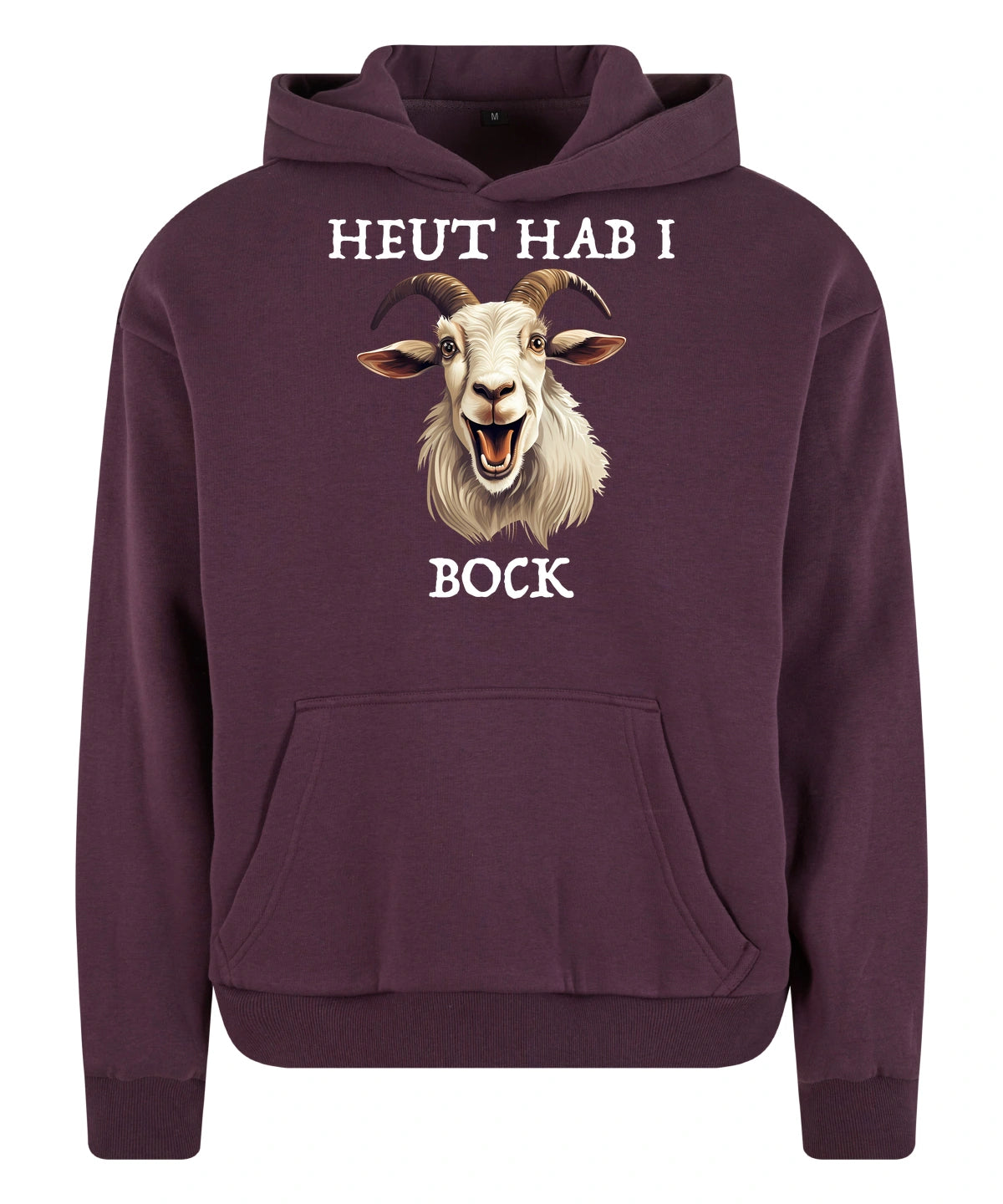 Bock Hoodie in Plum Purple – Vorderansicht mit dem Motiv Bock.