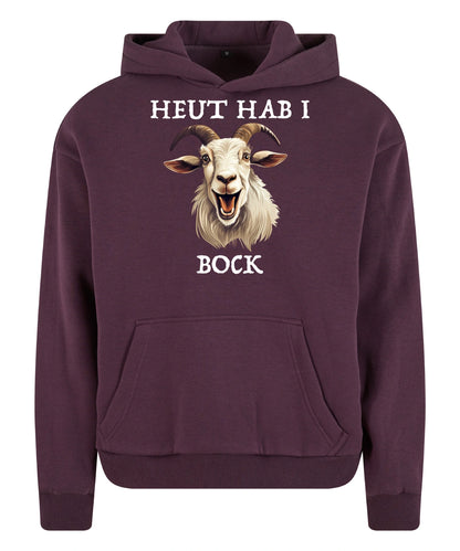 Bock Hoodie in Plum Purple – Vorderansicht mit dem Motiv Bock.