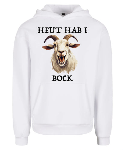 Bock Hoodie in White – Vorderansicht mit dem Motiv Bock.