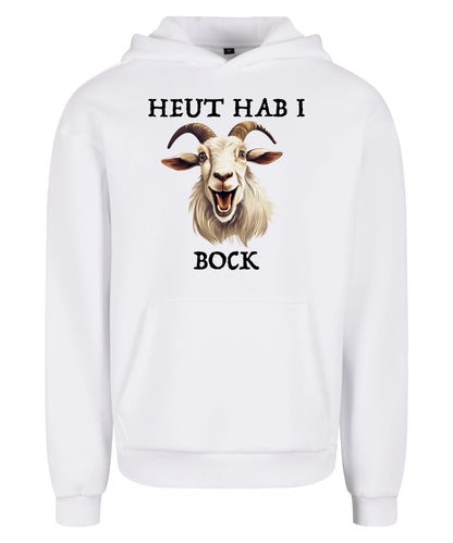 Bock Hoodie in White – Vorderansicht mit dem Motiv Bock.