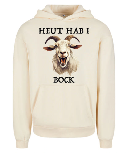 Bock Hoodie in White Sand – Vorderansicht mit dem Motiv Bock.