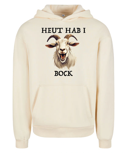 Bock Hoodie in White Sand – Vorderansicht mit dem Motiv Bock.